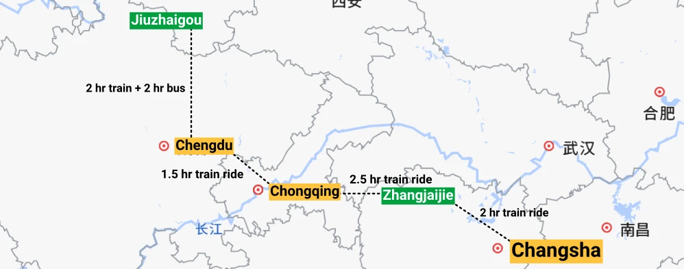 Changsha to Zhangjiajie